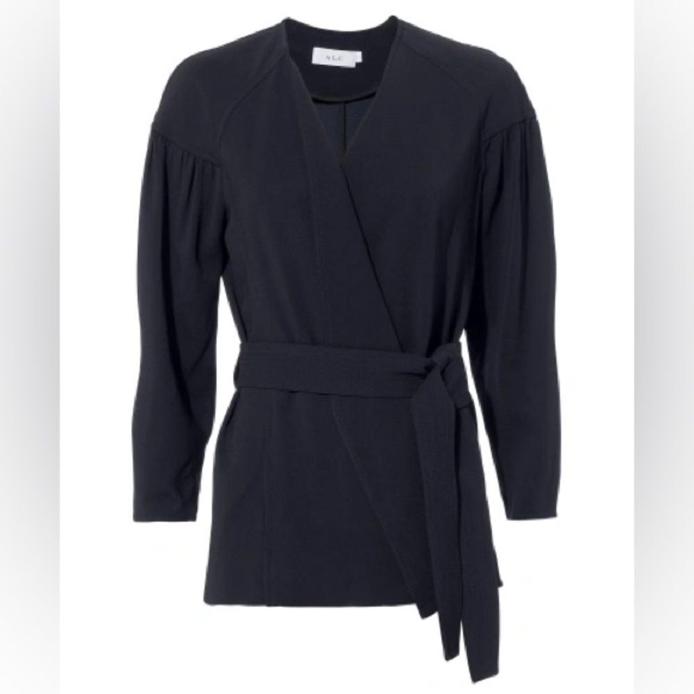 A.L.C Kendrick Wrap Kimono Quarter Sleeve Jacket Blazer Size Women's 4 Black - Picture 2 of 8
